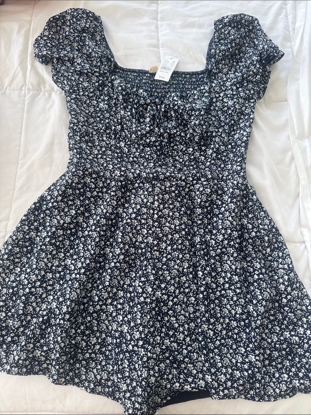 PacSun Navy and White Floral Mini Dress